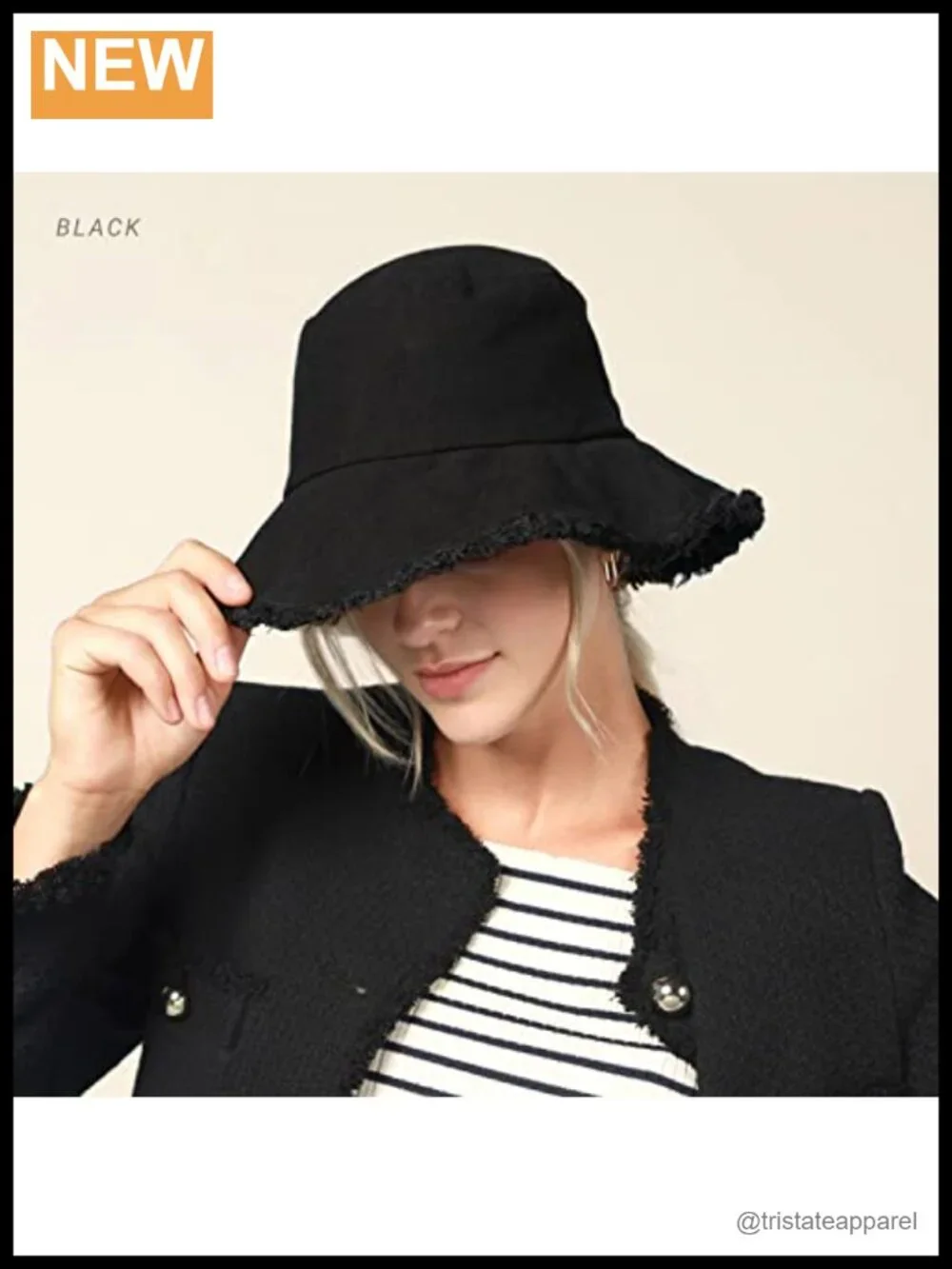 Frayed Bucket Hat Washed Cotton Floppy Wide Brim Boonie Cap